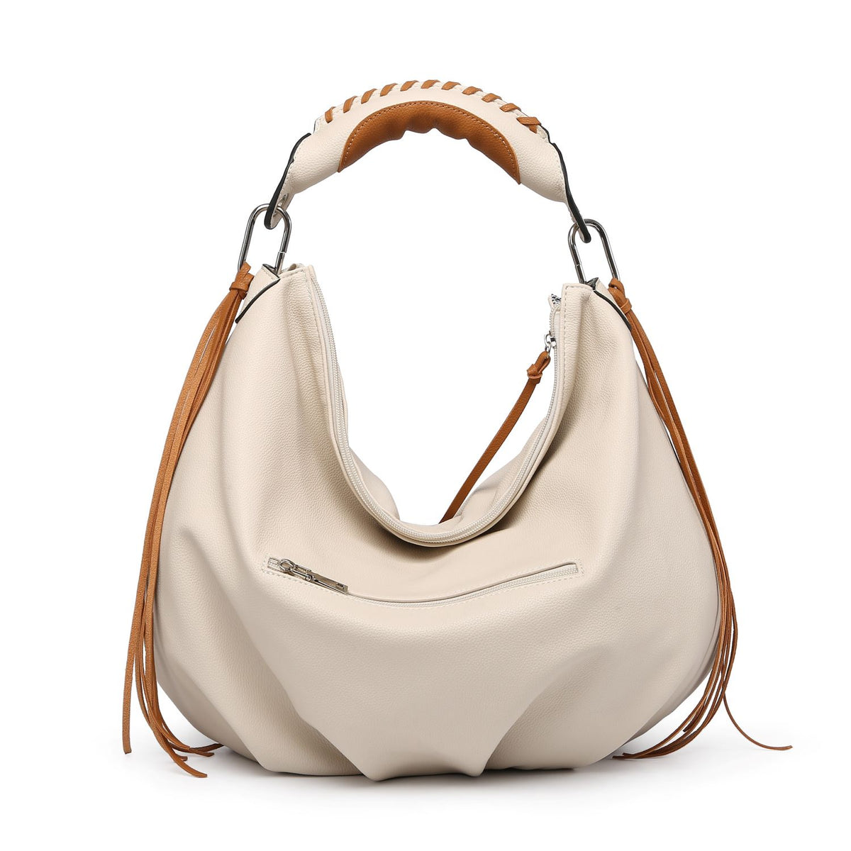Bolso hobo para mujer con asa tejida en contraste