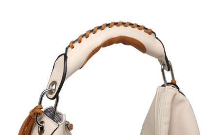 Bolso hobo para mujer con asa tejida en contraste