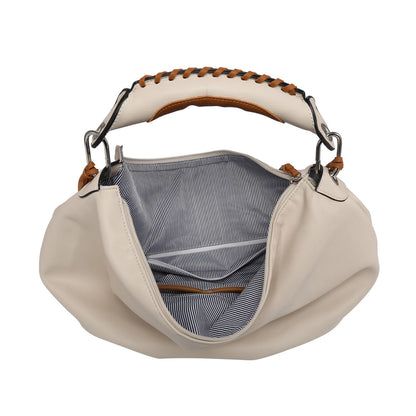 Bolso hobo para mujer con asa tejida en contraste