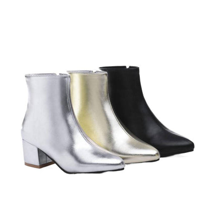 Chunky Heel Ankle Boots with Zipper