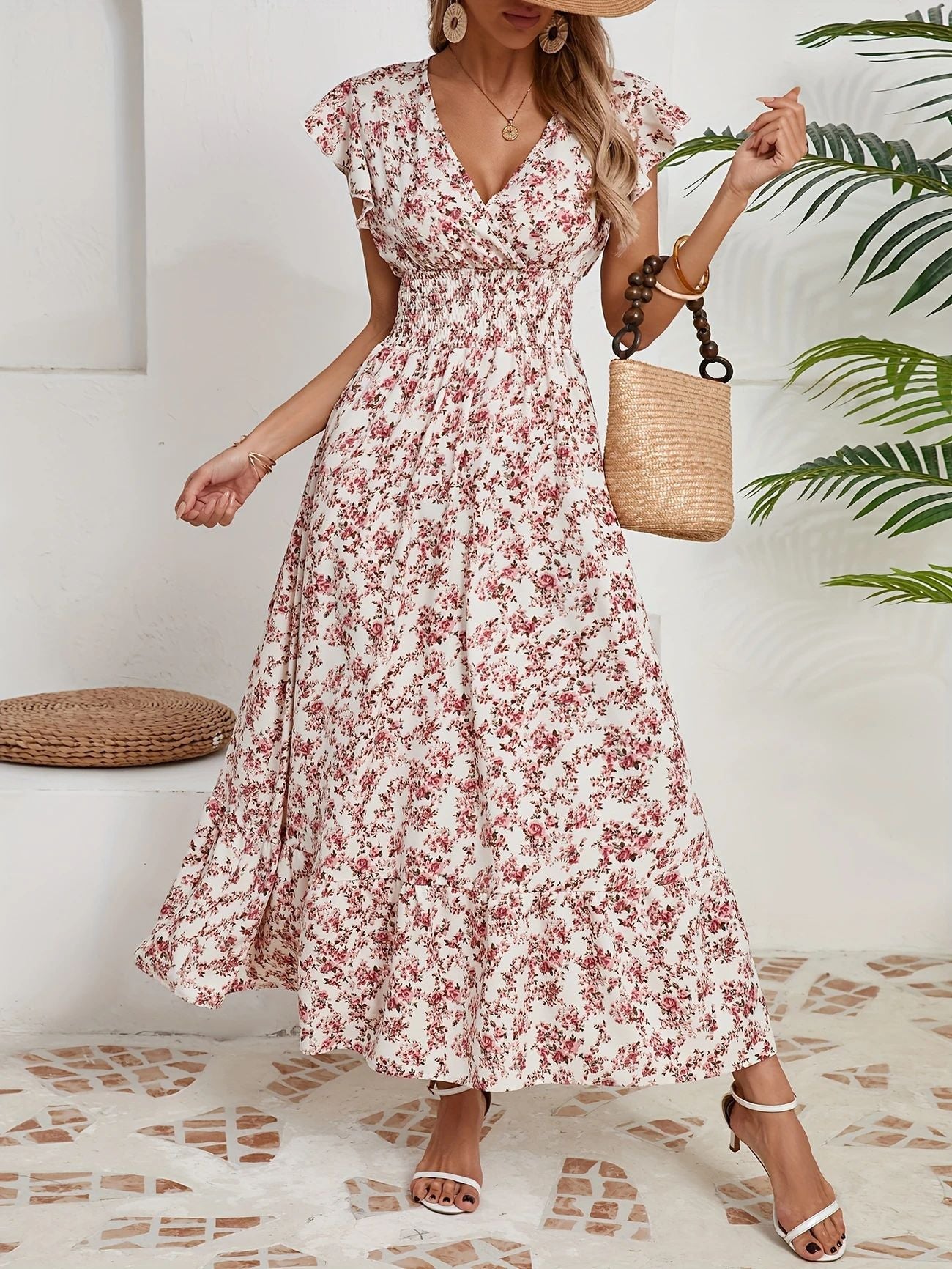 Printed French dress floral dress