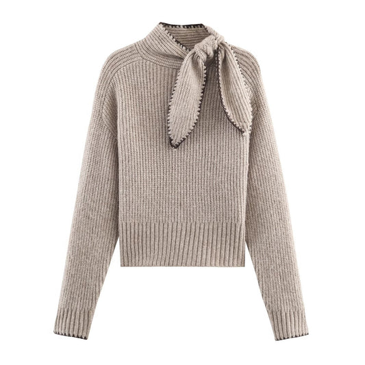 Sweet  Sweater Bow Detail Knit