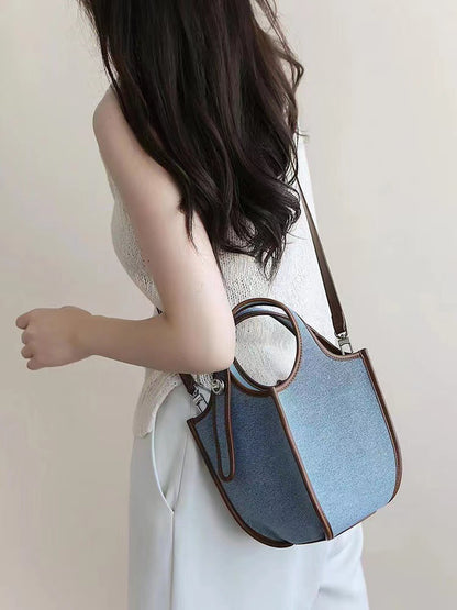 Small top handle purse, women's bag fruit basket bag, denim crossbody bucket vegetable basket bag, women's three-dimensional bag