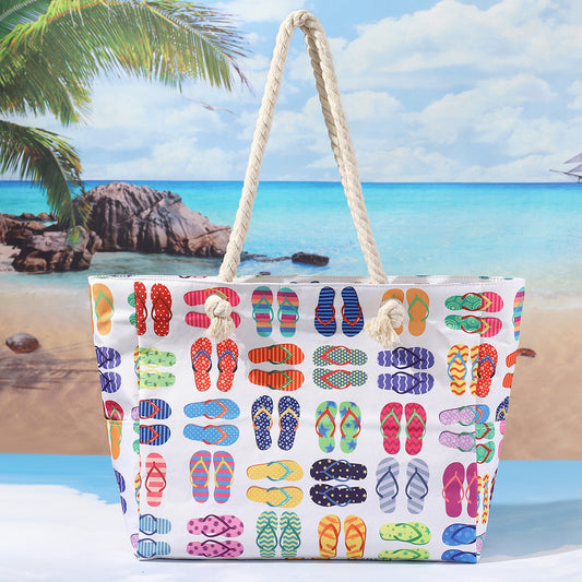 Bolso de playa estampado, bolso bandolera informal de gran capacidad, bolso de viaje de verano sencillo y moderno, ligero 