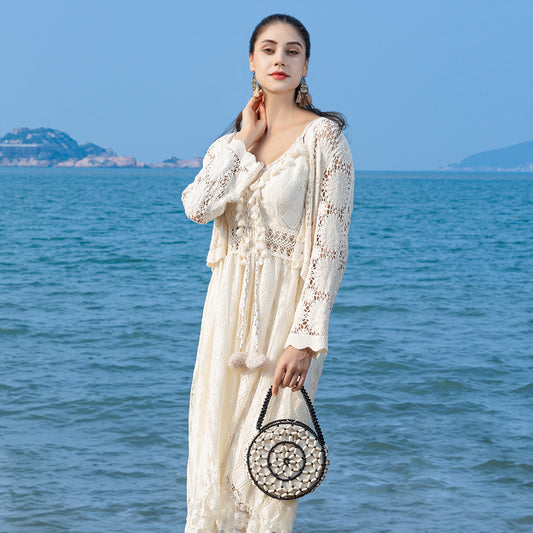 Bolso pequeño redondo de madera con cuentas, bolso tejido a mano, bolso de playa para mujer, bolso pequeño con cuentas 