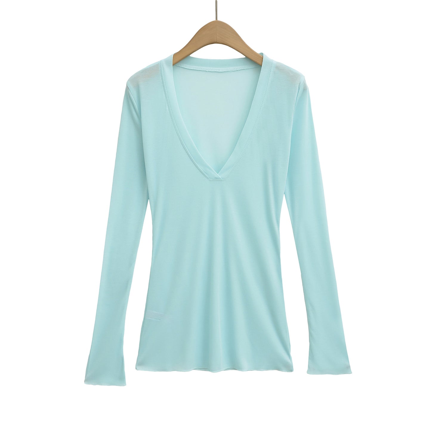 Deep V Neck Sheer T-Shirt black