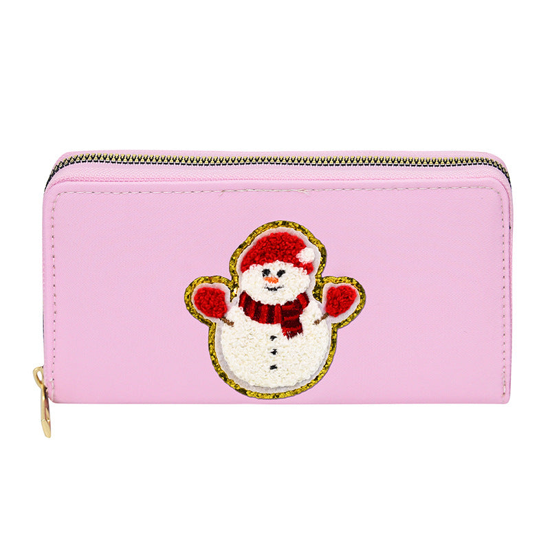 Cartera bordada con el alfabeto para mujer, monedero largo, tarjetero de nailon con cremallera, monedero multifuncional 