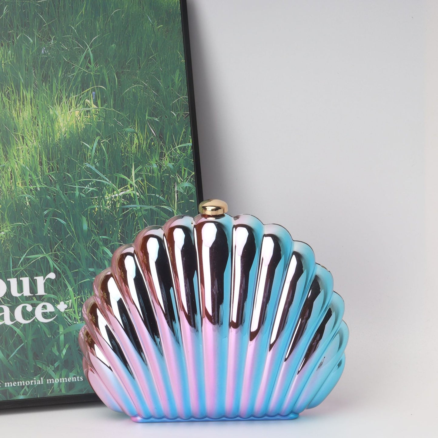 Bolso tipo caja de concha, bolso de mano tipo clutch, bolso de cena, bolso de noche tipo clutch para fiestas, bolso de graduación, bolso de fiesta. 