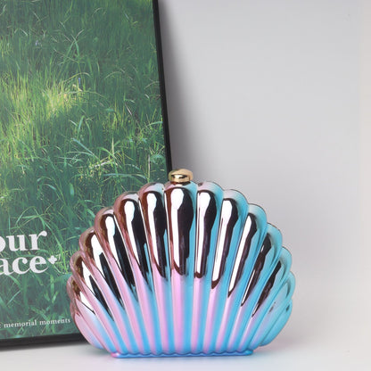 Bolso tipo caja de concha, bolso de mano tipo clutch, bolso de cena, bolso de noche tipo clutch para fiestas, bolso de graduación, bolso de fiesta. 