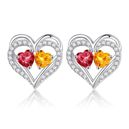 Sterling Silver Birthstone Heart Earrings new