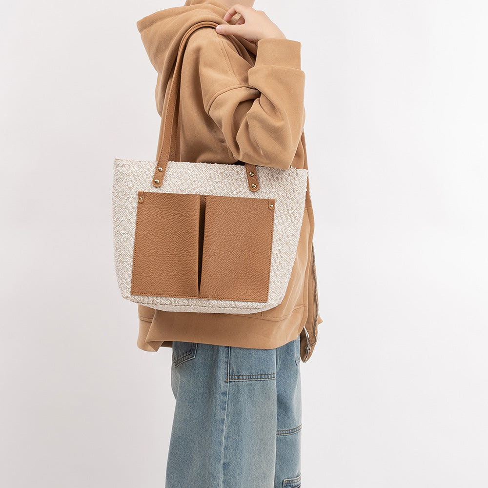 Bolso de gran capacidad, bolso de mujer de poliuretano, bolso tote, bolso bandolera retro para mujer 