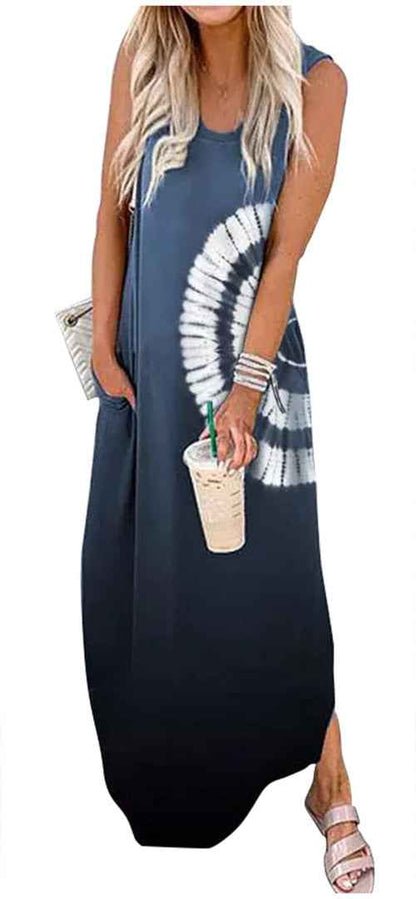 Dress Summer Dress Wide Shoulder Long Dress Fashion Slim Fit Long Dress Print Heart Patterned Long Casual Dress