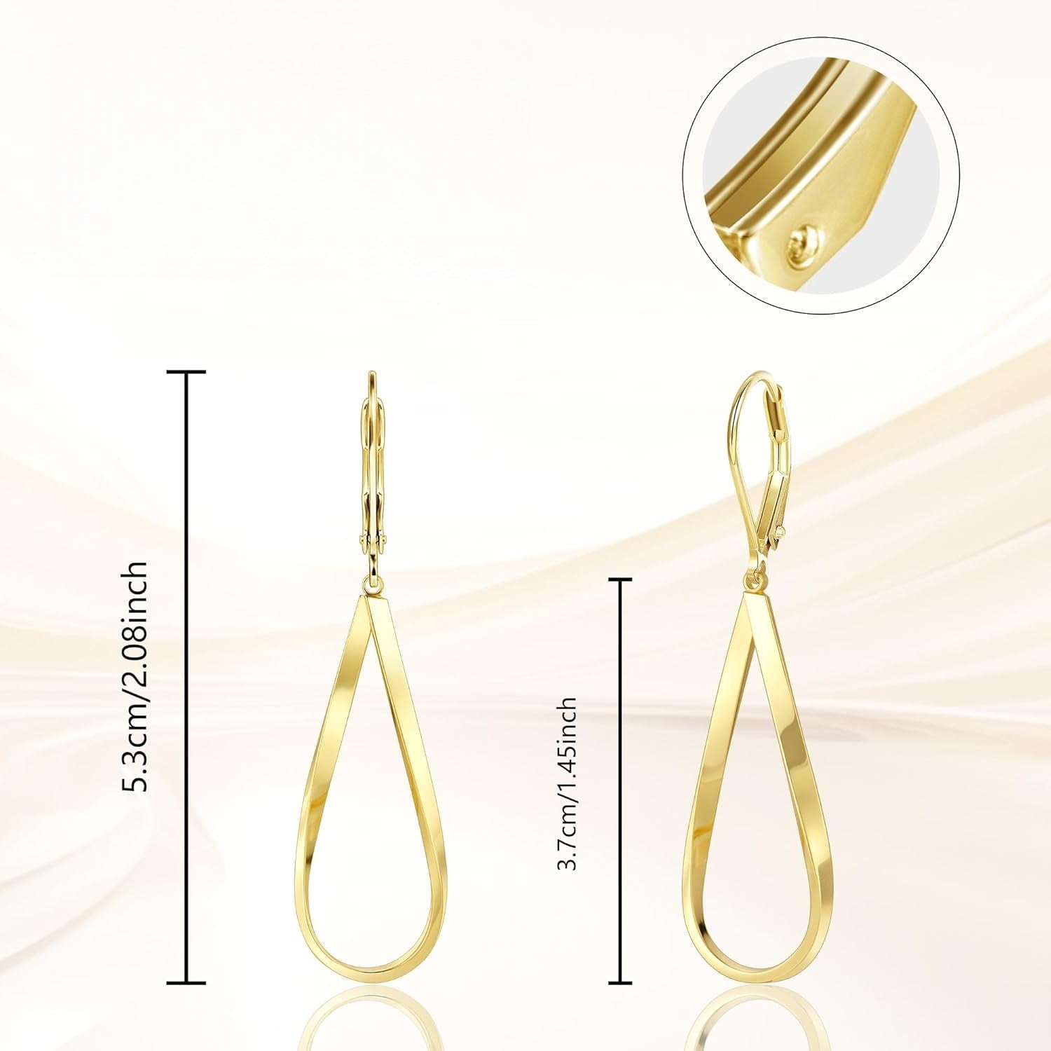 Gold Earrings for Women Hypoallergenic Leverback Drop Dangle Earrings Trendy 14K Gold Plated Twisted Spiral Teardrop Rhombus Heart Dangle Earring for Women Dainty Fashion Jewelry Gifts -dropshippingabc.com