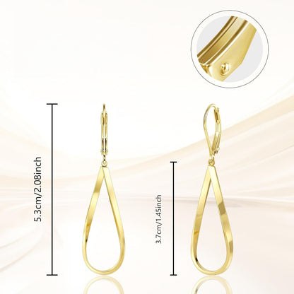 Gold Earrings for Women Hypoallergenic Leverback Drop Dangle Earrings Trendy 14K Gold Plated Twisted Spiral Teardrop Rhombus Heart Dangle Earring for Women Dainty Fashion Jewelry Gifts -dropshippingabc.com