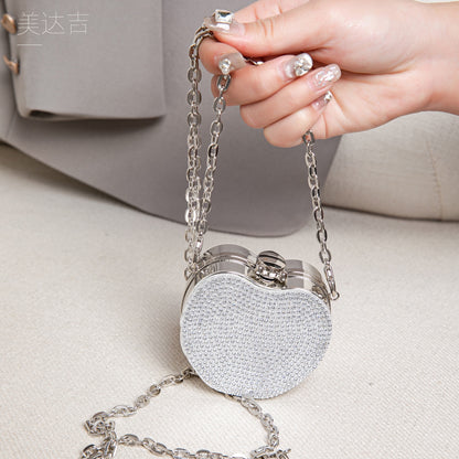 Elegant Mini Double Sided Rhinestone Purse – Heart Shaped Acrylic Mirror Bag, Trendy Mini Lipstick Purse for Prom, Party, and Wedding Events – Stylish evening Prom Bags Clutch