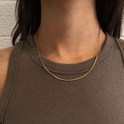 14K Gold Plated Herringbone Choker Necklace - Dainty Thin Snake Chain Layered Jewelry for Women -dropshippingabc.com