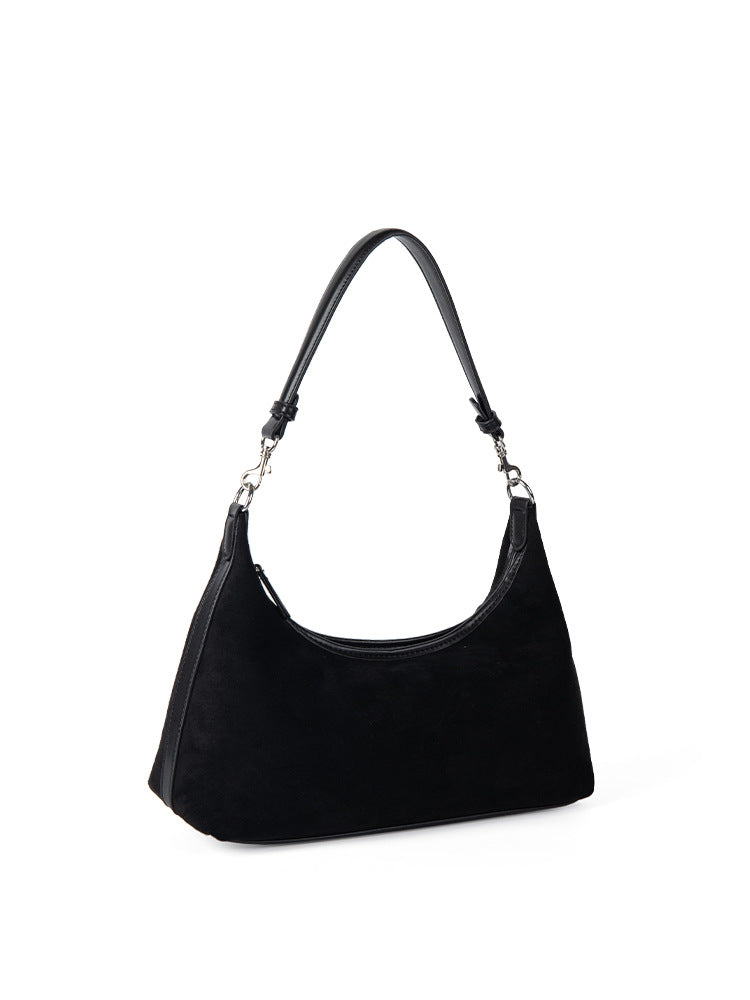 Bolso de hombro sencillo de ante, bolso retro versátil para otoño e invierno, bolso hobo pequeño para mujer 