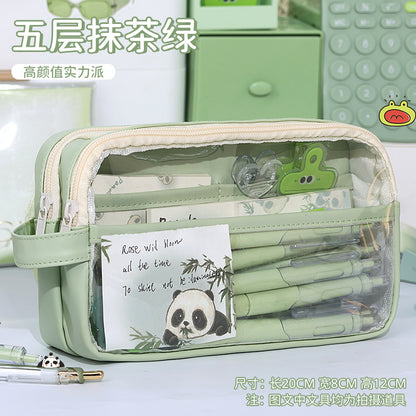 Large Capacity Transparent Pencil Case - Perfectly Designed Stationery Box for Girls in Primary and Junior High School with Simple Separation