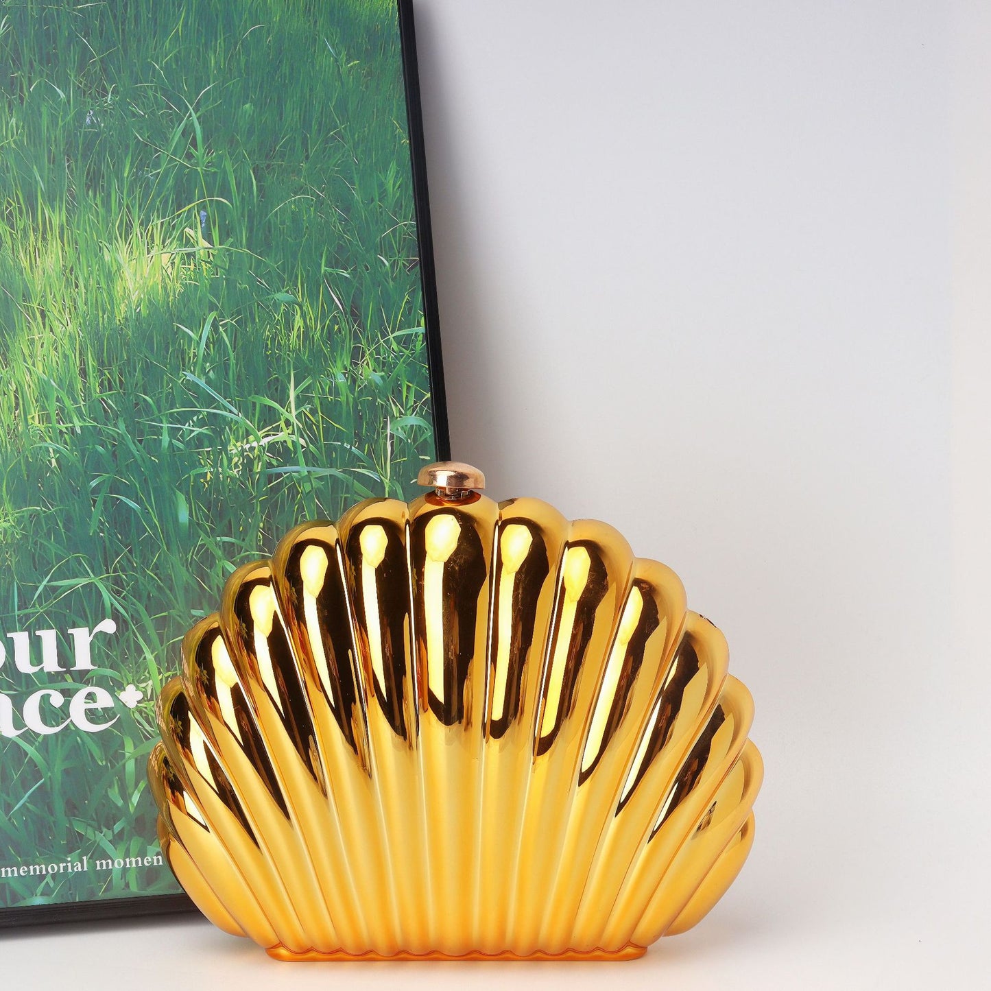 Bolso tipo caja de concha, bolso de mano tipo clutch, bolso de cena, bolso de noche tipo clutch para fiestas, bolso de graduación, bolso de fiesta. 