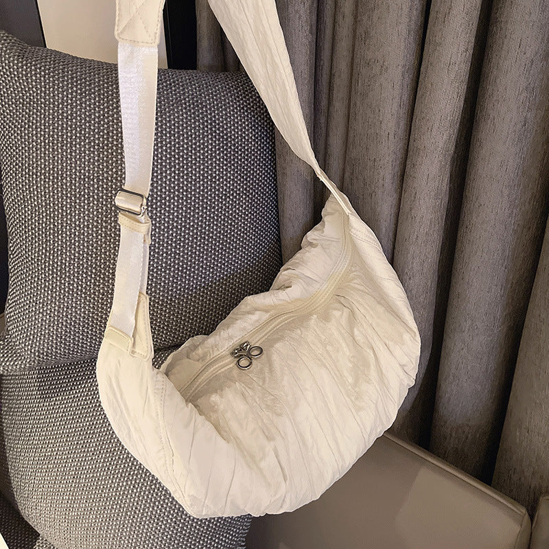 Nylon underarm shoulder crescent bag, hobo bag for women, French women underarm bag, crossbody bag lightweight