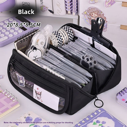 Estuche para lápices con forma de corazón y prisma para niñas, caja de material escolar de gran capacidad para primaria, bolsa de material escolar para niñas, estuche multifuncional 