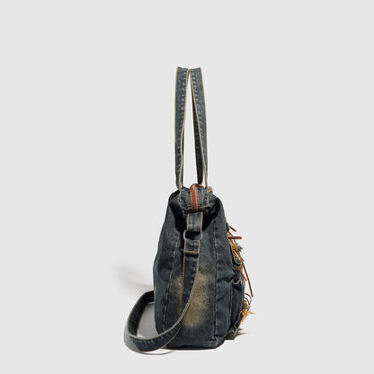 Bolso tote hobo de gran capacidad, bolso estilo Spice Girl, bolso retro para mujer, bolso vaquero lavado, bolso informal para mujer 