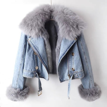 Denim Jacket with Detachable Faux Fur Liner