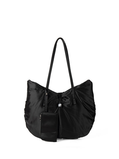 Bolso hobo informal de nailon de gran capacidad - Bolso tote portátil para mujer con diseño de bandolera plisada 