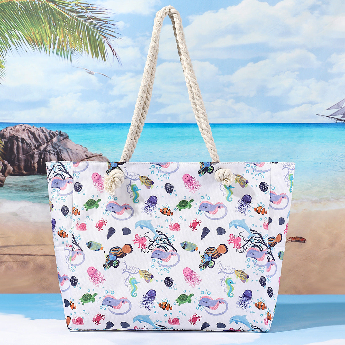 Bolso de playa estampado, bolso bandolera informal de gran capacidad, bolso de viaje de verano sencillo y moderno, ligero 