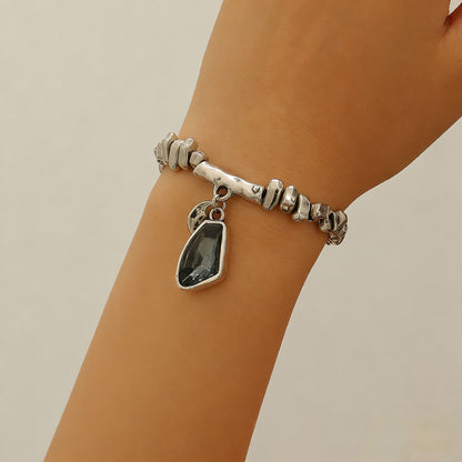 Luxury Irregular Acrylic Black Diamond Pendant Necklace & Bracelet Set Women Autumn Winter