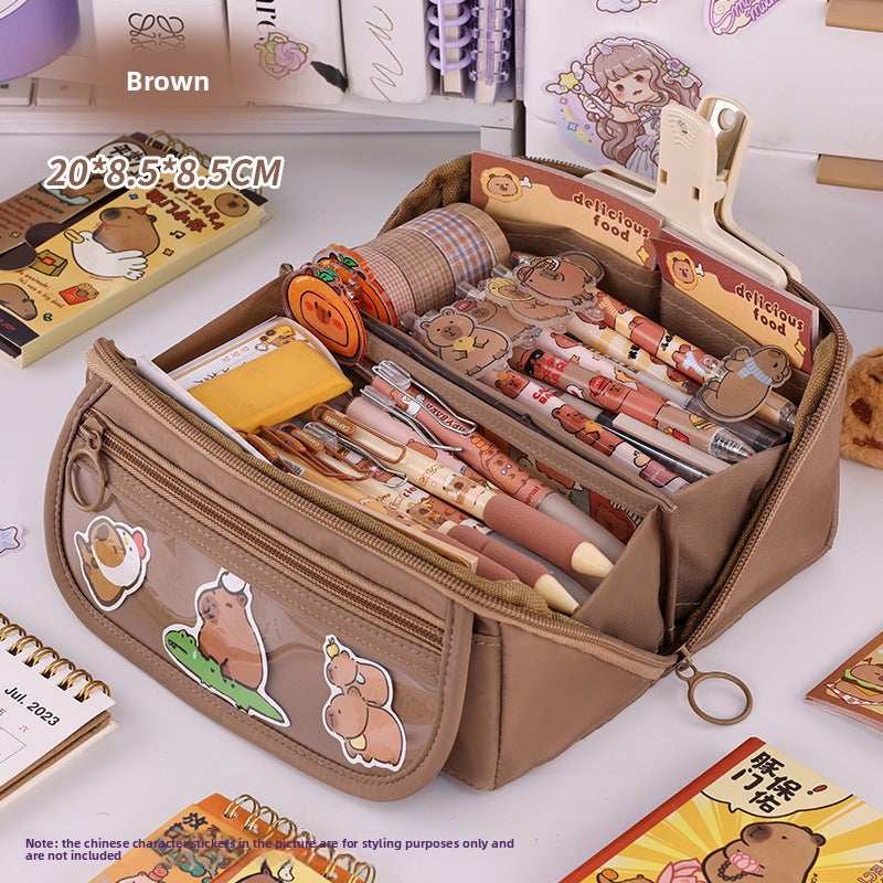 Estuche para lápices con forma de corazón y prisma para niñas, caja de material escolar de gran capacidad para primaria, bolsa de material escolar para niñas, estuche multifuncional 