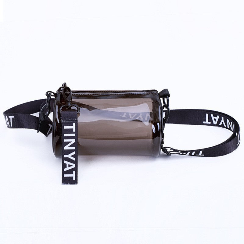 PVC waterproof drum crossbody bag, Transparent small crossbody bag,