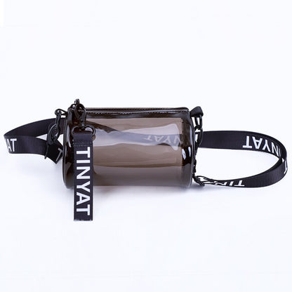 PVC waterproof drum crossbody bag, Transparent small crossbody bag,