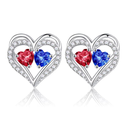 Sterling Silver Birthstone Heart Earrings new