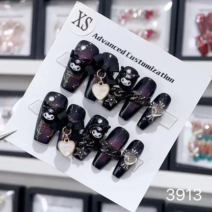 1025- Uñas postizas hechas a mano, de presión, removibles