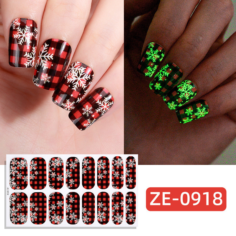 Christmas luminous nail polish film nail sticker, hot-selling Christmas tree adhesive nail sticker