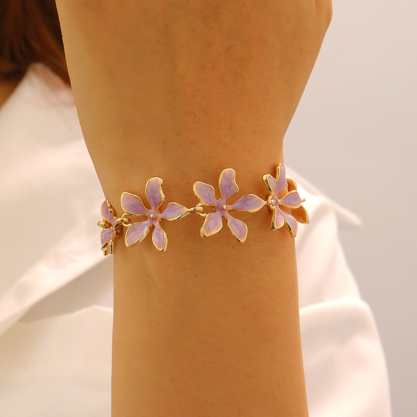 Fashion Geometric Flower 3D Vacation Style Necklace & Bracelet Set