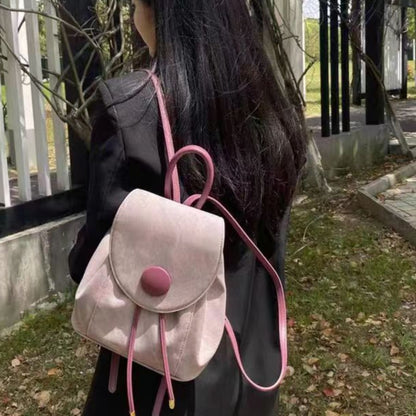 Mochila pequeña de mezclilla rosa, mochila escolar, mochila de viaje de gran capacidad 