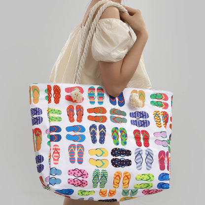 Bolso de playa estampado, bolso bandolera informal de gran capacidad, bolso de viaje de verano sencillo y moderno, ligero 