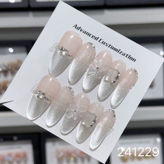 1030 - Uñas postizas hechas a mano, de presión y removibles