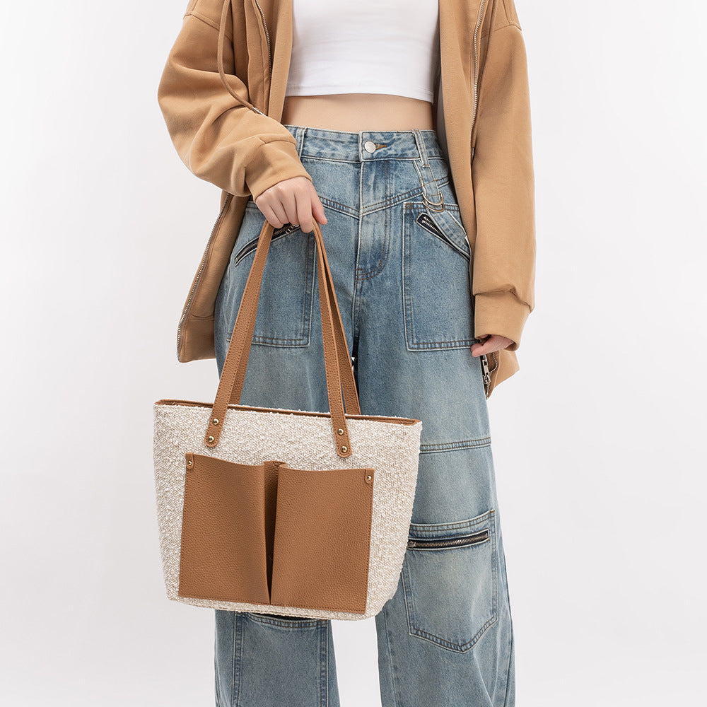 Bolso de gran capacidad, bolso de mujer de poliuretano, bolso tote, bolso bandolera retro para mujer 