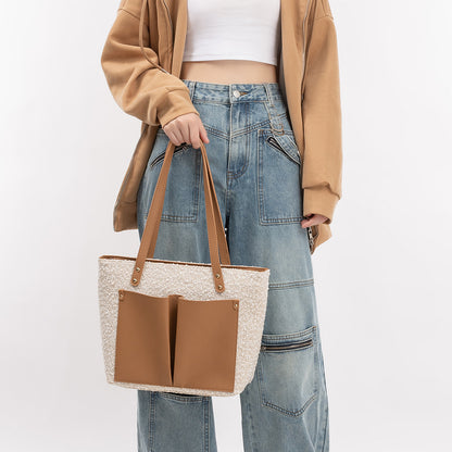 Bolso de gran capacidad, bolso de mujer de poliuretano, bolso tote, bolso bandolera retro para mujer 