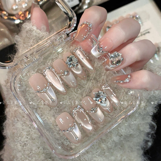 1013- Uñas postizas hechas a mano, de presión, removibles