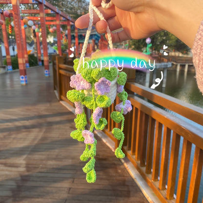 Colgante de planta de coche Decoración de coche Colgante de espejo retrovisor Lana creativa en el coche