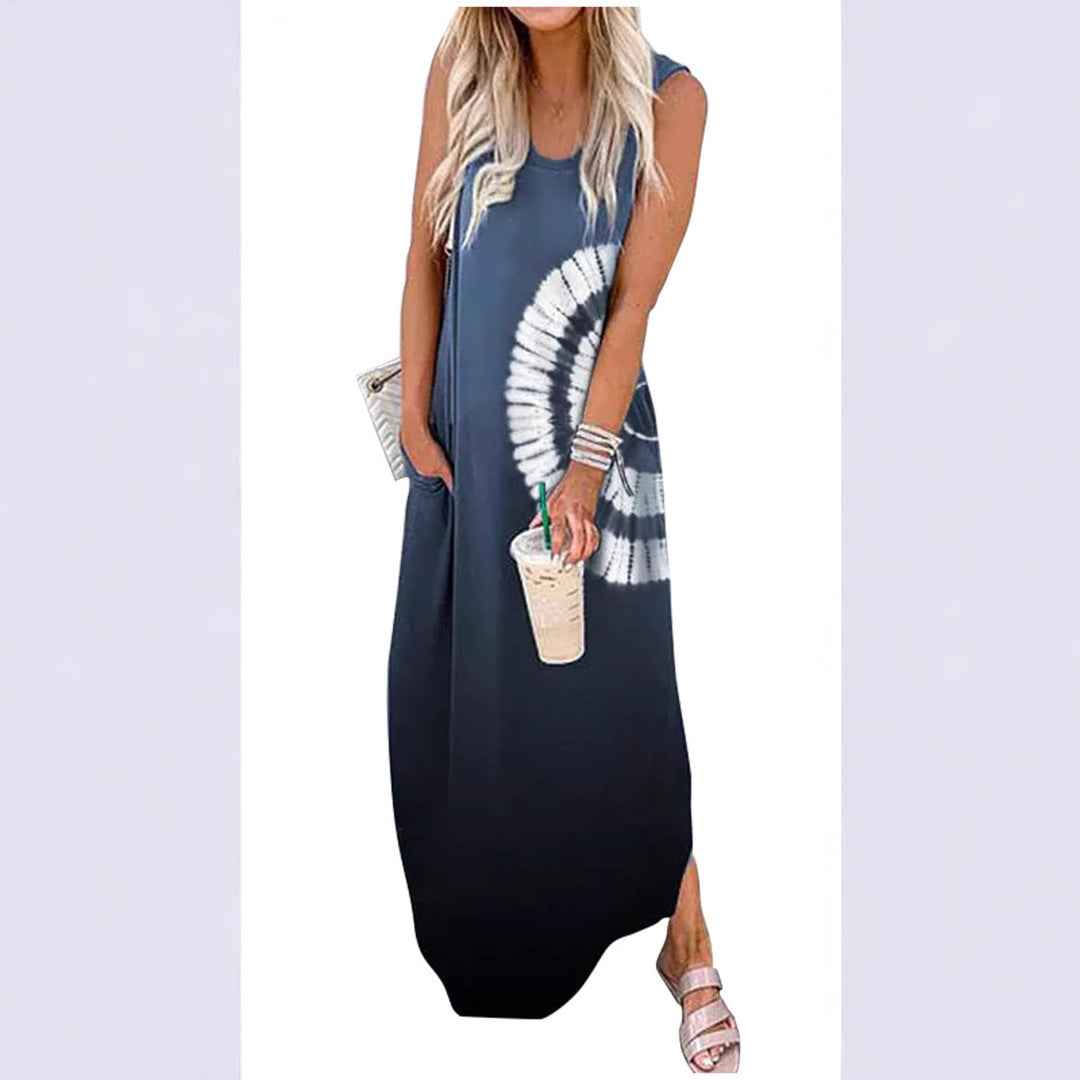 Dress Summer Dress Wide Shoulder Long Dress Fashion Slim Fit Long Dress Print Heart Patterned Long Casual Dress