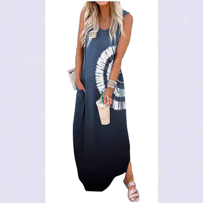 Dress Summer Dress Wide Shoulder Long Dress Fashion Slim Fit Long Dress Print Heart Patterned Long Casual Dress