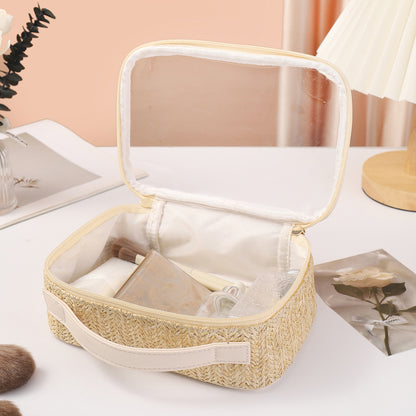 Bolsas de cosméticos tejidas para mujer, bolsas de maquillaje ligeras, neceser transparente para viajes de negocios, bolsa para guardar cosméticos, bolsa de cosméticos transparente. 