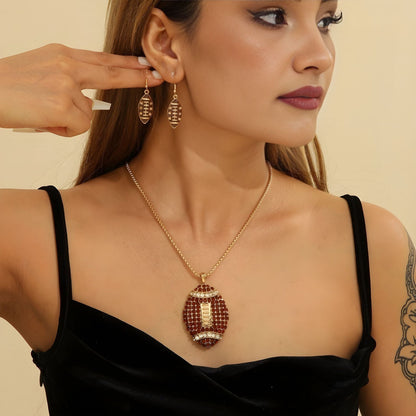 Rhinestone Football Rugby Earrings - Sparkling Sports Fan Dangle Earrings for Women Game Day Party -dropshippingabc.com