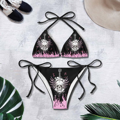 Bikini printed strap swimsuit set backless split swimsuit