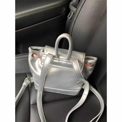 Mochila tipo bolso para chicas adolescentes, nueva mochila plateada para mujer, mochila informal 